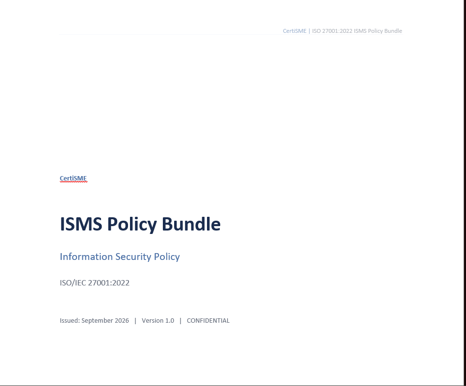 ISO 27001 Policy Templates (ISMS Core Bundle) - Word document template with company placeholder fields